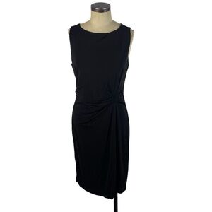 NEW Ann Taylor Twist Front Slinky Stretch Sheath Dress 12 Black Sleeveless NWT